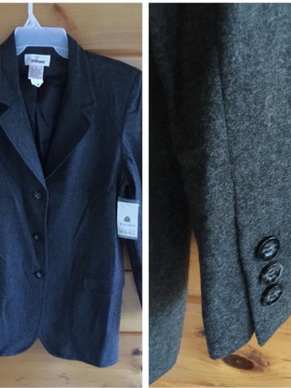 Vintage Worthington Blazer Jacket 100% Wool Gray Lined 16 Preppy 3 button NWT
